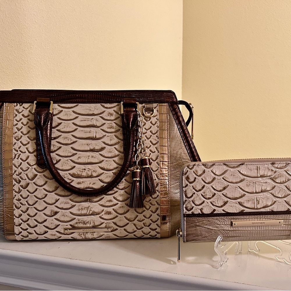 NWOT Brahmin Arden Satchel and Suri Wallet in Ray Artemisa